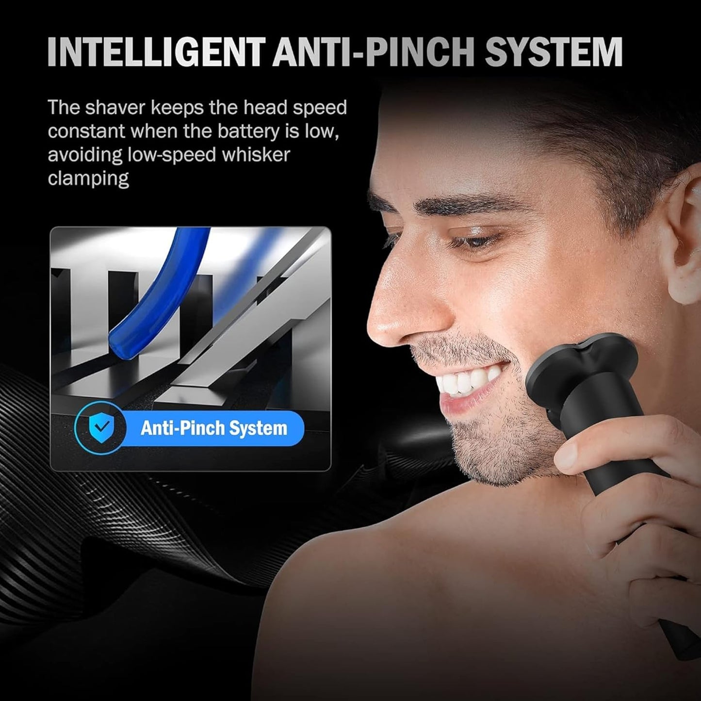 Electric Rotary Shaver for Men Magnetic Cutter Head, 3D Floating Blades, Anti-Pinch System, Type-C Fast Charging, Low-Noise, Ergonomic Handle Daily Beard & Facial Shaving Model Victor