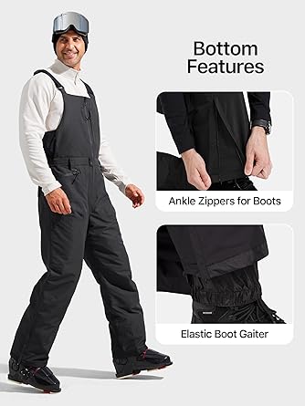 FREE SOLDIER Men's Insulated Waterproof Snow Bibs Ski Overalls