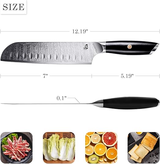 TUO Santoku Knife - 7 inch Kitchen Knife Japanese Chef Knife Asian Knife, Japanese AUS-8 Stainless Steel with Ergonomic G10 Handle - Falcon S Series with Gift Box