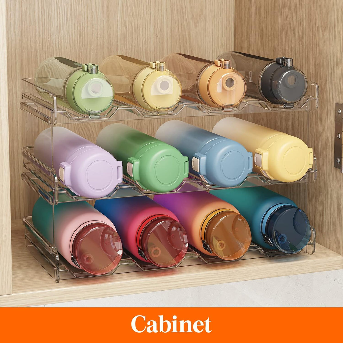 Stackable Water Bottle Organizer, 4-Tier, Holds 12 Bottles