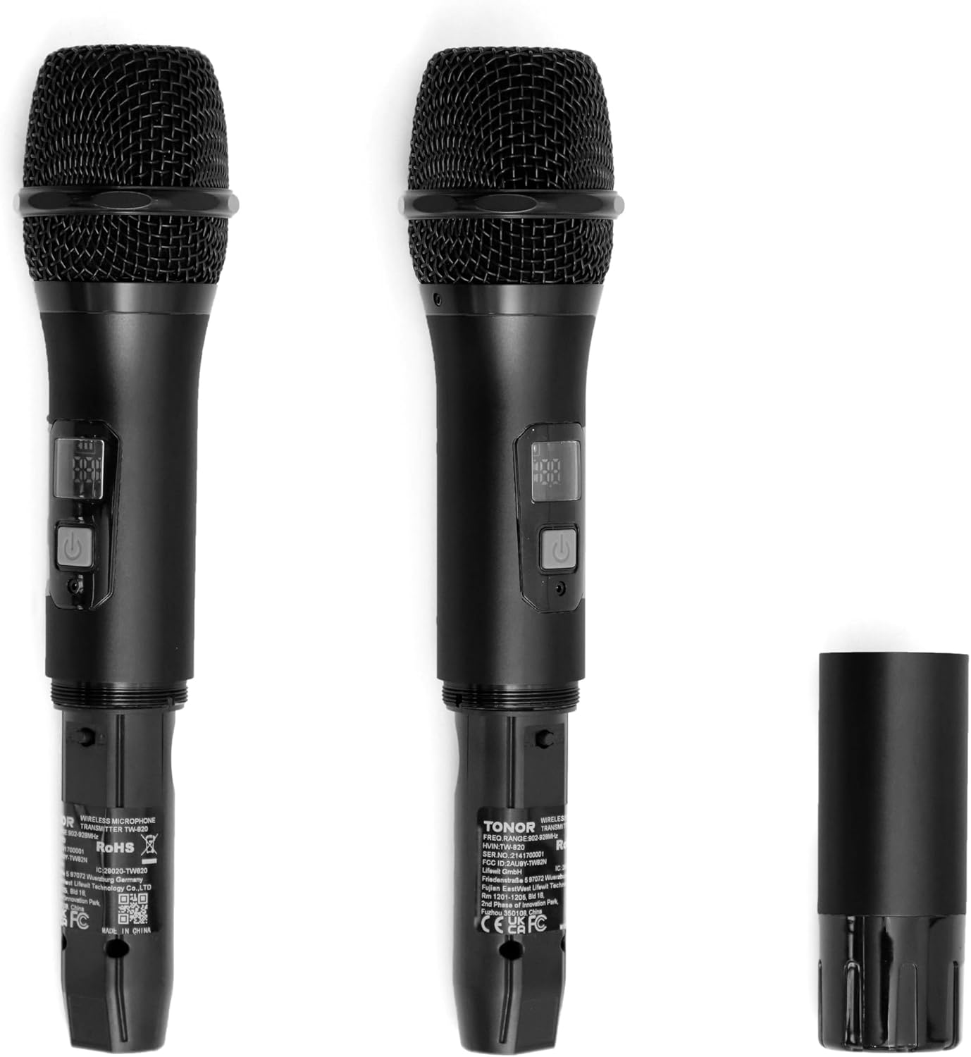 TONOR TW820 Wireless Microphone System, Professional Metal Cordless Karaoke Microphones, Handheld Dynamic Mic Set with Receiver for Party, Meeting, KTV, Church, DJ, Wedding, Singing, 200ft,  Black&Red