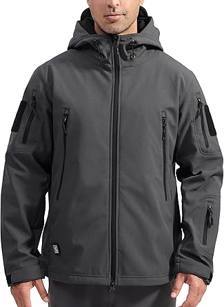 FREE SOLDIER Men's Outdoor Waterproof Soft Shell Hooded Military Tactical Jacket