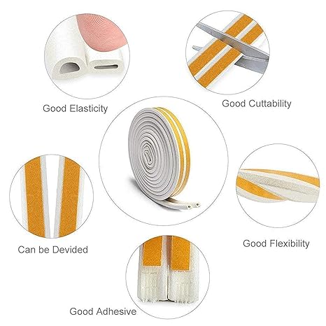 2Pc Silicone Seal Strip, Self-Adhesive Weather Stripping for Doors and Windows, Soundproof, Insulation, and Dustproof, 33Ft (Yellow)