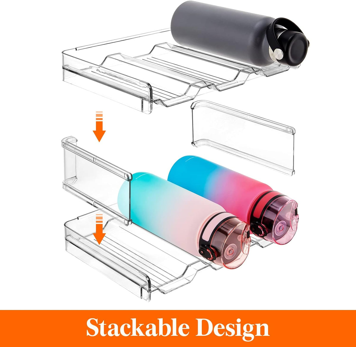 Stackable Water Bottle Organizer, 3-Tier, Holds 9 Bottles
