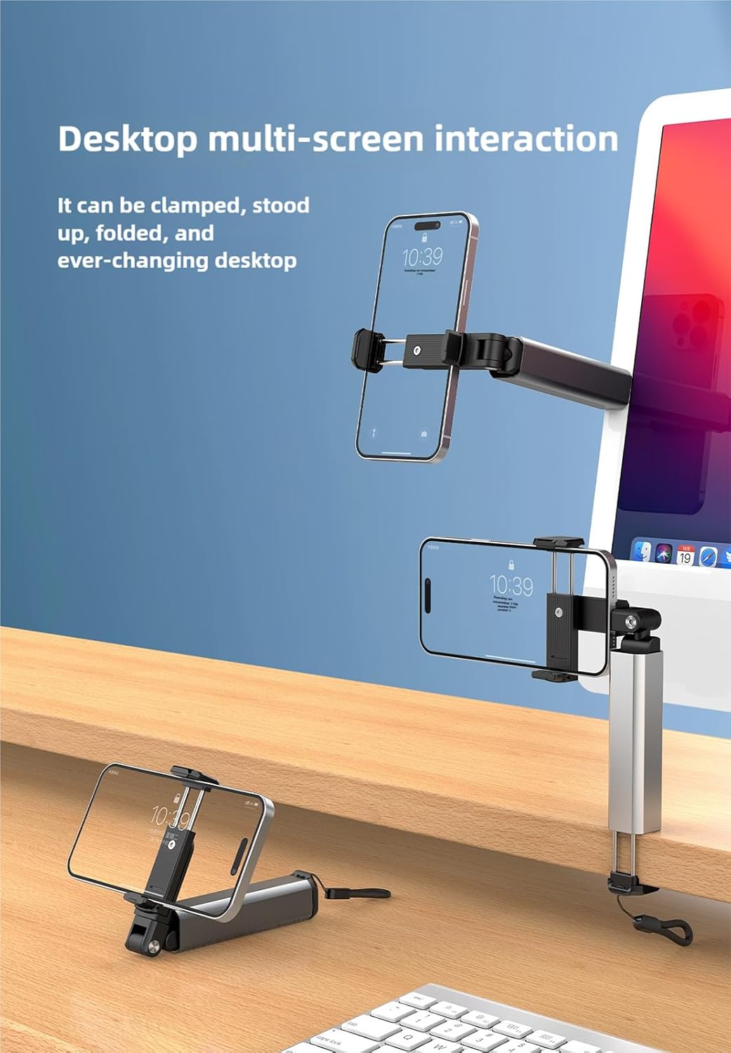 Airplane Phone Holder Mount - Portable Foldable Travel Essentials with 360 Degree Rotation Cell Phone Stand for Desk,Bed,Plane Travel, Treadmill