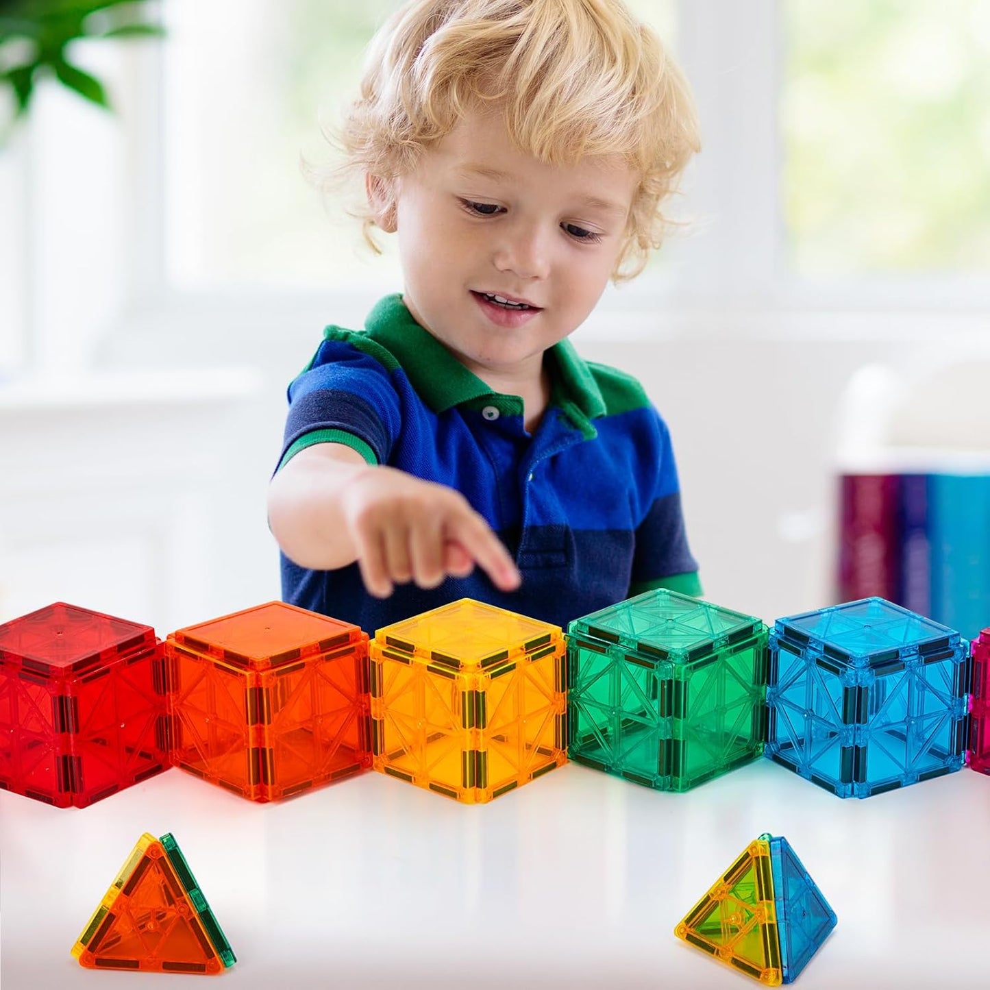 Magnetic Tiles, 110PCS Magnet Building Set, Magnetic Building Blocks,Construction STEM Toys for Kids, Gift for Boys Girls