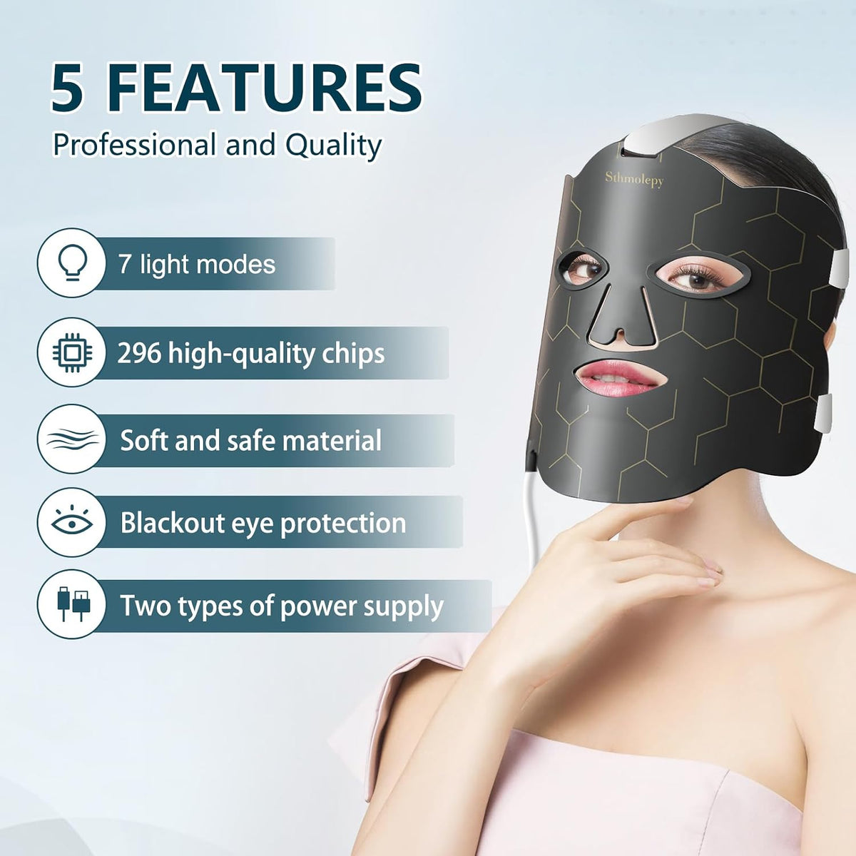 7 Colors LED Face Mask Light with Near-Infrared Light for Home and Travel