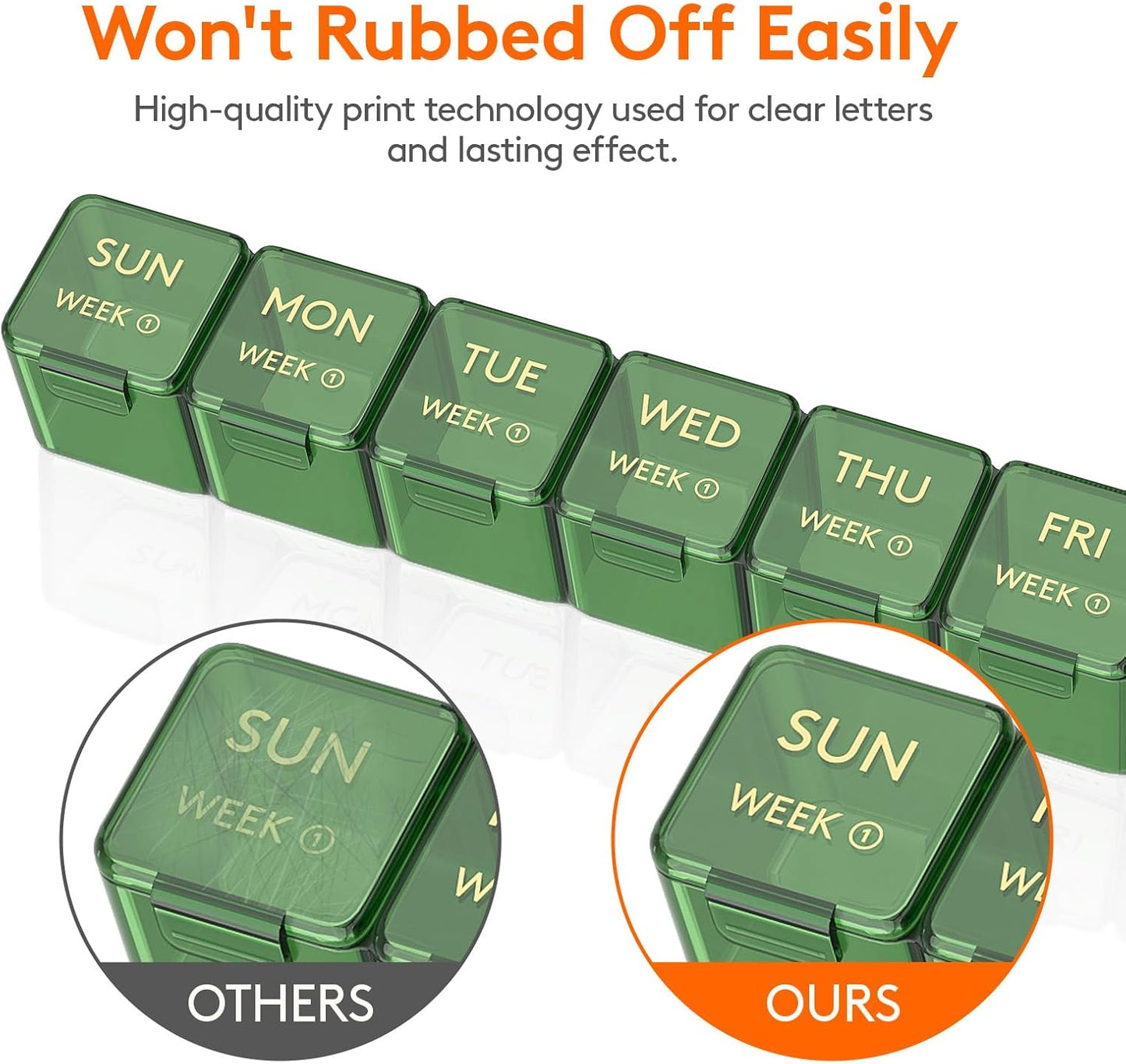 Lifewit Monthly Pill Organizer, 28 Day Personal Pill Dispenser, 4 Weeks/One Month Pill Box,Pillulier Cases,Large Compartments Medicine Organizer for Vitamins/Fish Oils/Supplements, 28 grids, Green