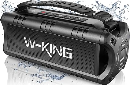 D8 Mini, Bluetooth Speaker, W-KING (60W PEAK)30W IPX6 Waterproof Wireless Powerful Portable Outdoor Haut Parleur Speaker Boombox-Rich Bass, 24H Playtime, TF Card, USB Playback, AUX, EQ for Party, Camping, Trip