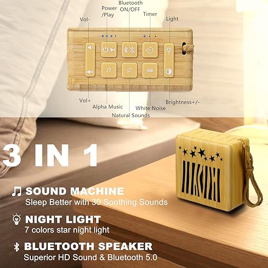 Baby White Noise Machine, Sound Machine with Night Light for Baby Sleeping