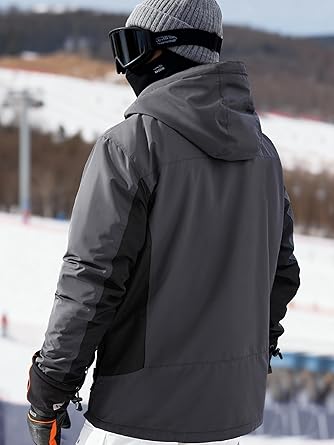 FREE SOLDIER Men's Waterproof Ski Snow Jacket Fleece Lined Warm Winter Rain Jacket with Hood Fully Taped Seams