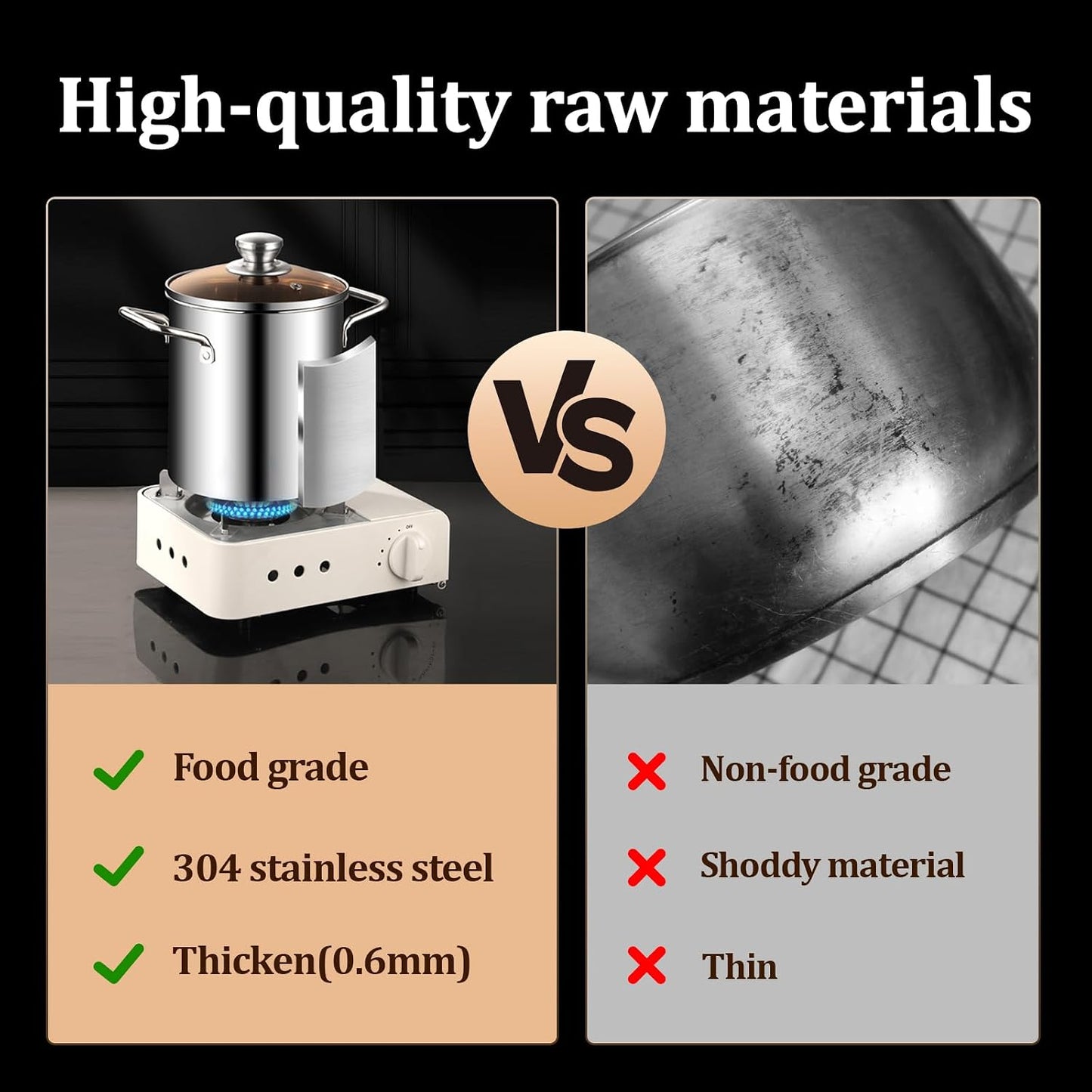 Deep Fryer Pot, 3.2QT 304 Stainless Steel Deep Fryer with Basket, Oil Strainer Pot Fish Fryers Outdoor Cooking Pot Deep Frying Pot w Strainer Basket and Handle for Frying Seafood Chicken French Fries