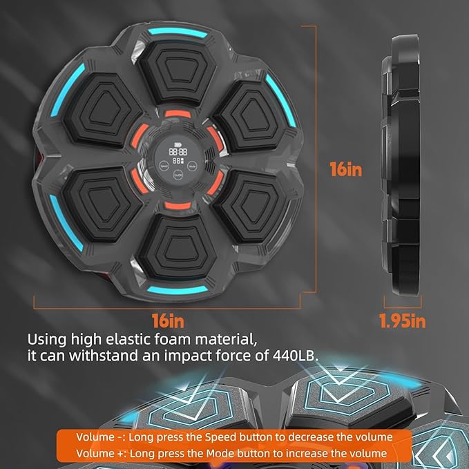 Music Boxing Machine,Wall Mounted Smart Bluetooth Music Boxing Trainer with LED,9-Speed Modes,Boxing Training Punching Equipment for Adults＆Kids, Home Gym Workout,with Boxing Gloves