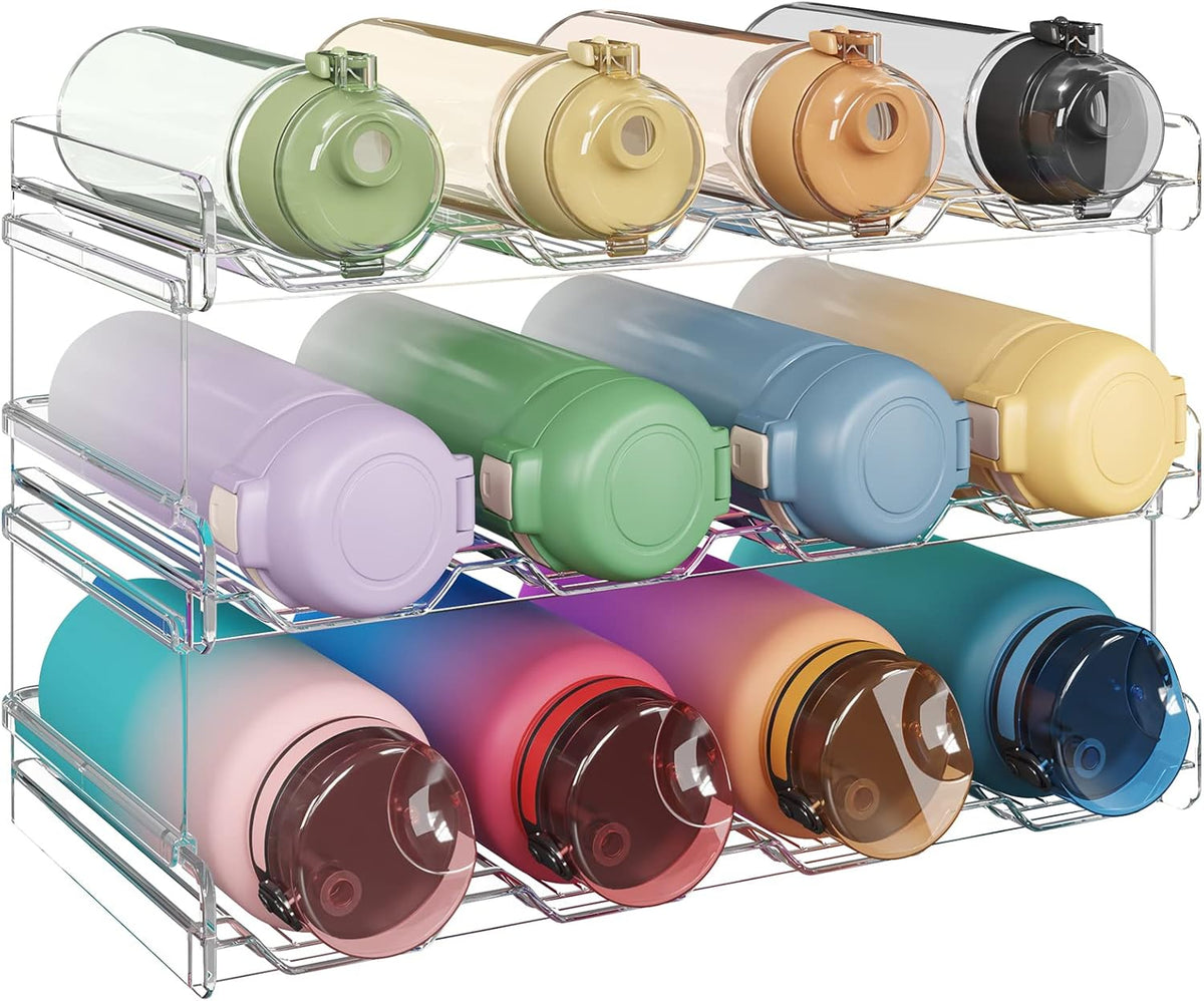 Stackable Water Bottle Organizer, 4-Tier, Holds 12 Bottles