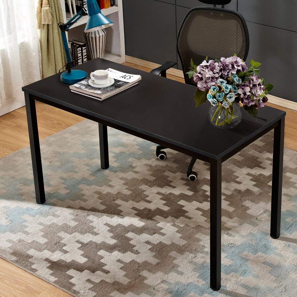 Computer Desk, 55 inches Office Desk Computer Table Study Writing Desk Workstation for Home Office, Black