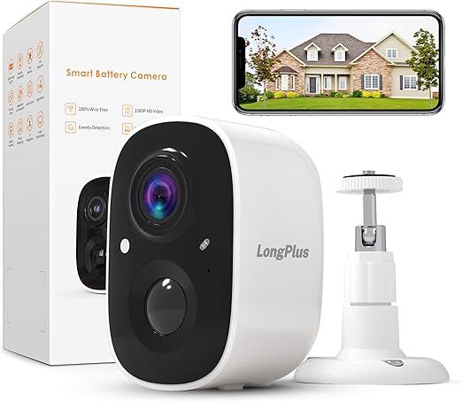 LongPlus Wireless Outdoor Surveillance Camera with 10m Colorful Night Vision, PIR Motion Detection, Hibernate, Cloud/SD Storage, Two-Way Audio, 2.4GHz