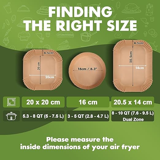 ocozy Air Fryer Liners, 150 Pieces Unbleached Parchment Paper Liners 8 Inch Square, Food Grade, Non-Stick and Oil Proof Airfryer Liners for Chefman COSORI T-FAL Ninja 5-8 Quart Square Air Fryer