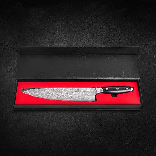 TUO Chef Knife - Kitchen Knives 10-inch High Carbon Stainless Steel - Pro Chef’s Knife with G10 Full Tang Handle - Black Hawk-S Series Knives Including Gift Box