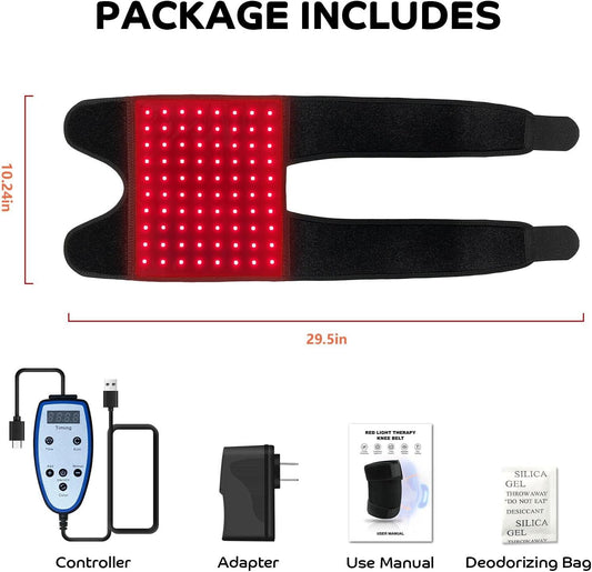 Red Light Lamp Belt for Knee 80 LEDs Red Light Knee Brace 660nm Red Light & 850nm Near Infrared Light for Body