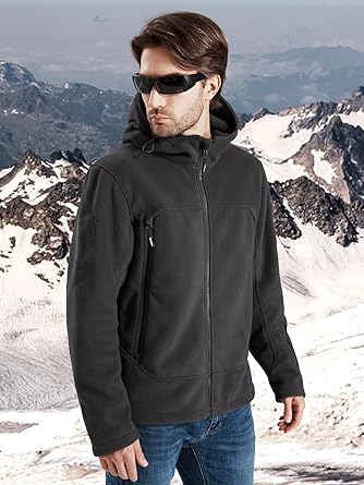 FREE SOLDIER Men's Fleece Jackets Full Zip Casual Outdoor Military Tactical Hoodie Jacket Windproof Warm Winter Coats