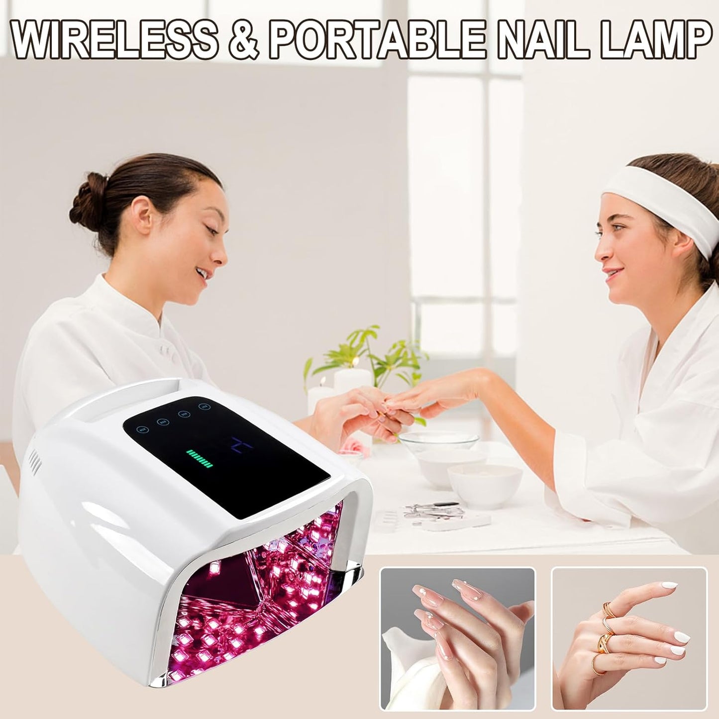 96W Rechargeable UV LED Nail Lamp, Portable Cordless UV Light for Nails with LCD Display Auto Sensor, 4 Timer Setting and Smart Sensor Nail Dryer,Nail Cure Light with Removable Bottom
