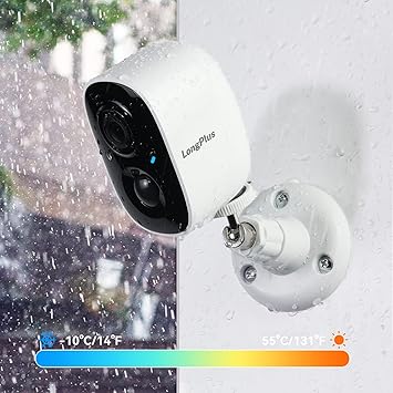 LongPlus Wireless Outdoor Surveillance Camera with 10m Colorful Night Vision, PIR Motion Detection, Hibernate, Cloud/SD Storage, Two-Way Audio, 2.4GHz