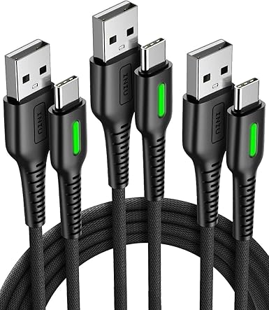 INIU USB C Cable, [3 Pack, 1.6+3.3+10ft] 3.1A QC 3.0 Fast Charging Type C Cable, Nylon Braided USB A to USB C Phone Charger Data Cord for iPhone 16/15 Pro Max Samsung S23 S22 Note 10 LG V20 etc