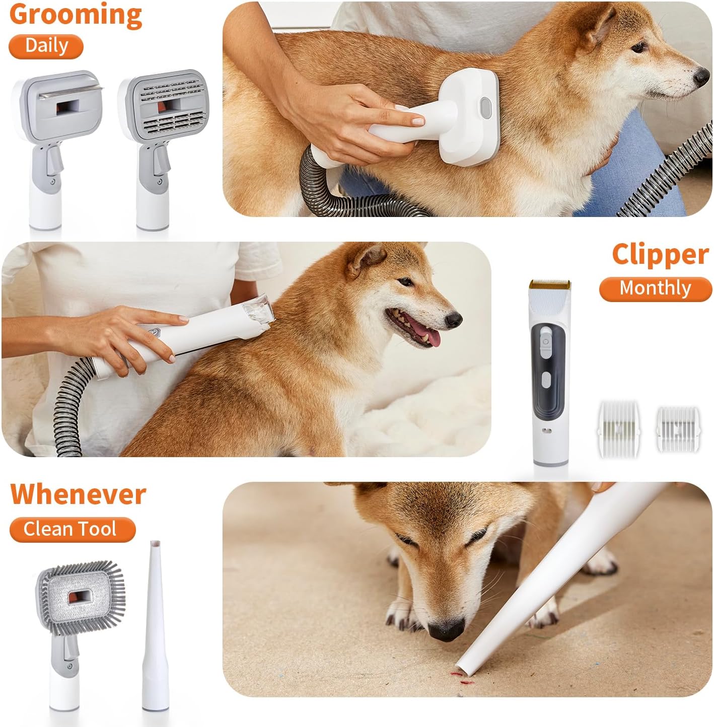Dola DaDa Dog Grooming Kit - Dog Clippers & Vacuum for Pet Hair Removal, 11000Pa Suction, 2L Capacity, Low Noise for Dogs & Cats