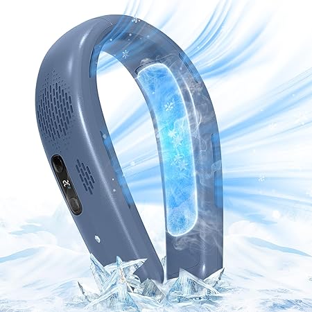 Portable Fan Neck Air Conditioner, Instant Cooling Neck Fan, 4000mAh Battery Rechargeable, 3 Wind Speeds, USB Fast Charging, Wearable Personal Fan for Office Outdoors Travel