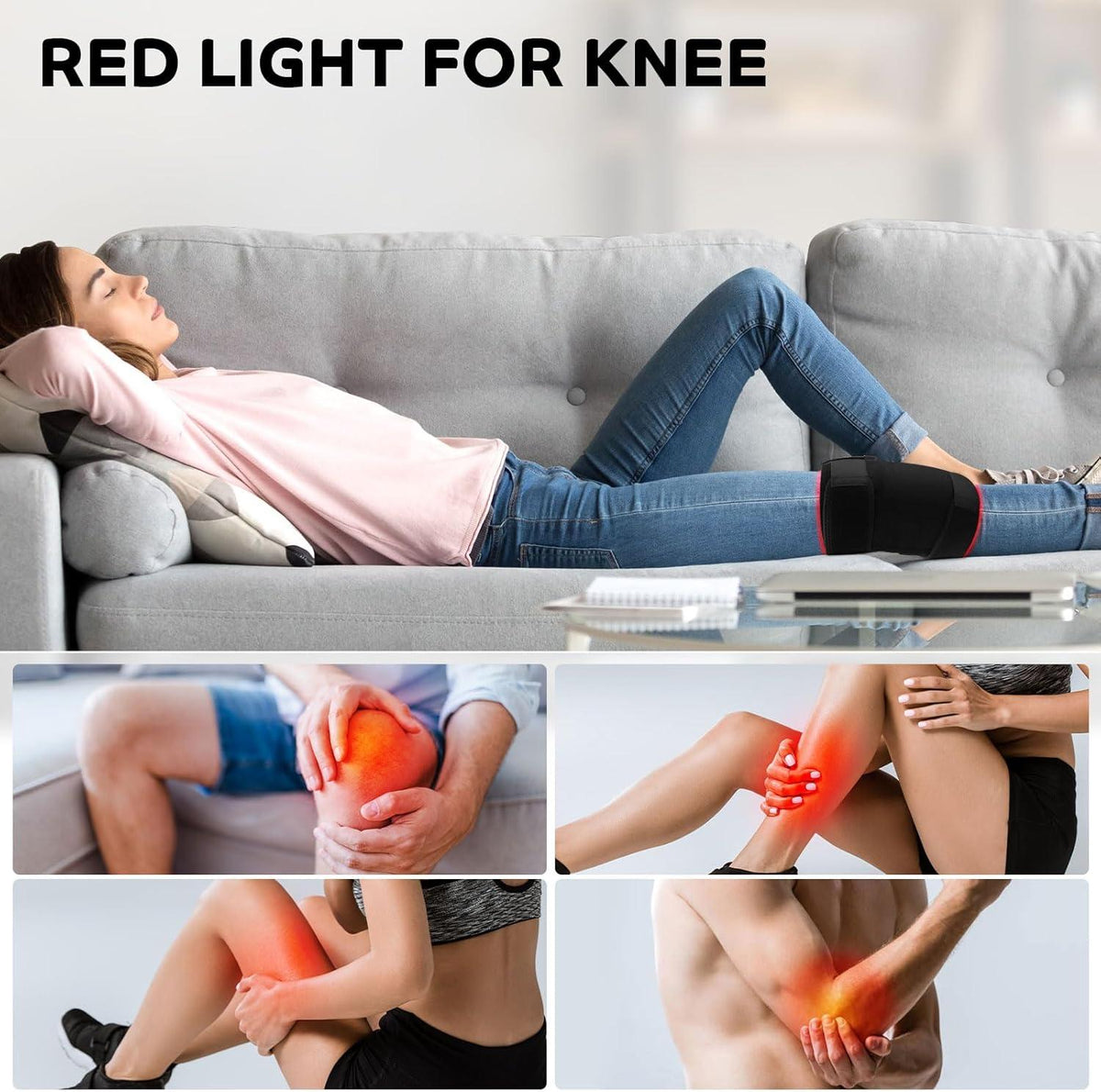 Red Light Lamp Belt for Knee 80 LEDs Red Light Knee Brace 660nm Red Light & 850nm Near Infrared Light for Body