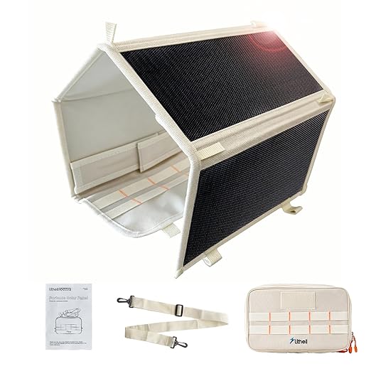 Litheli 24W Portable Solar Panel Charger, Foldout Mini Solar Panel for Camping, Hiking & Window Use, IP54 Waterproof, Dual USB-C/USB-A 5V/3A, Foldable Solar Charger for Phone, Camera & Power Bank