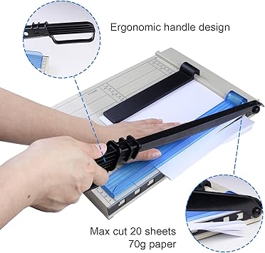 裁纸机，裁纸长度12英寸（A4），一次可裁切10张纸，带安全保护装置和刀片锁定装置，适用于办公室、学校或商业用途。