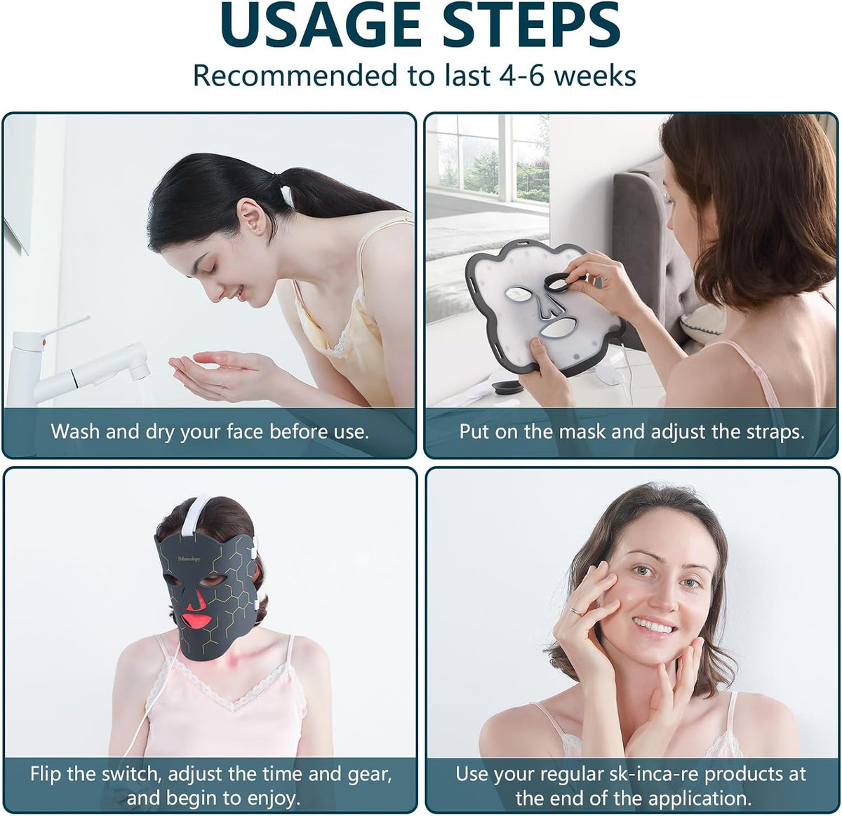 7 Colors LED Face Mask Light with Near-Infrared Light for Home and Travel