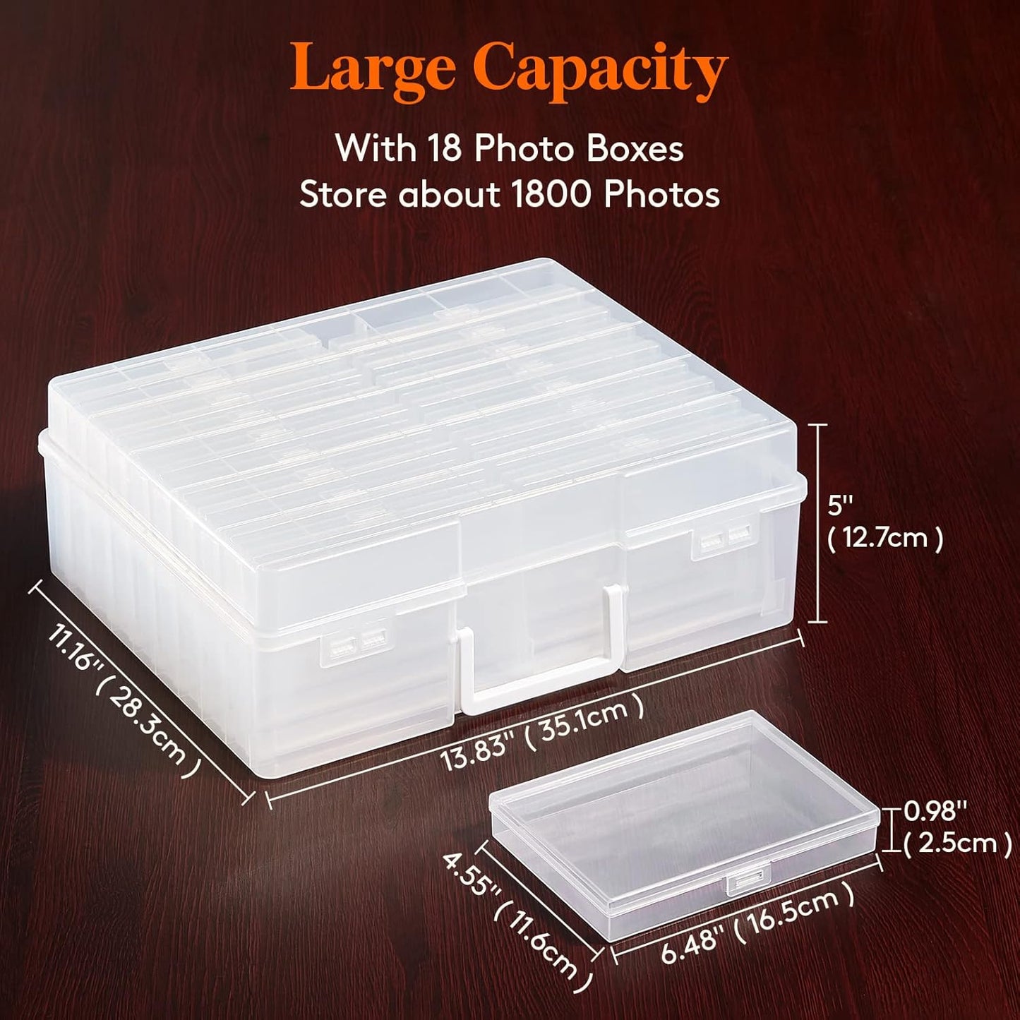 Lifewit 18 Inner Photo Storage Box, 4" x 6" Photo Case, Clear Craft Keeper, Plastic Organizer Boxes for Seed, Cards, Stickers, Crayon, Beads, Jewelry