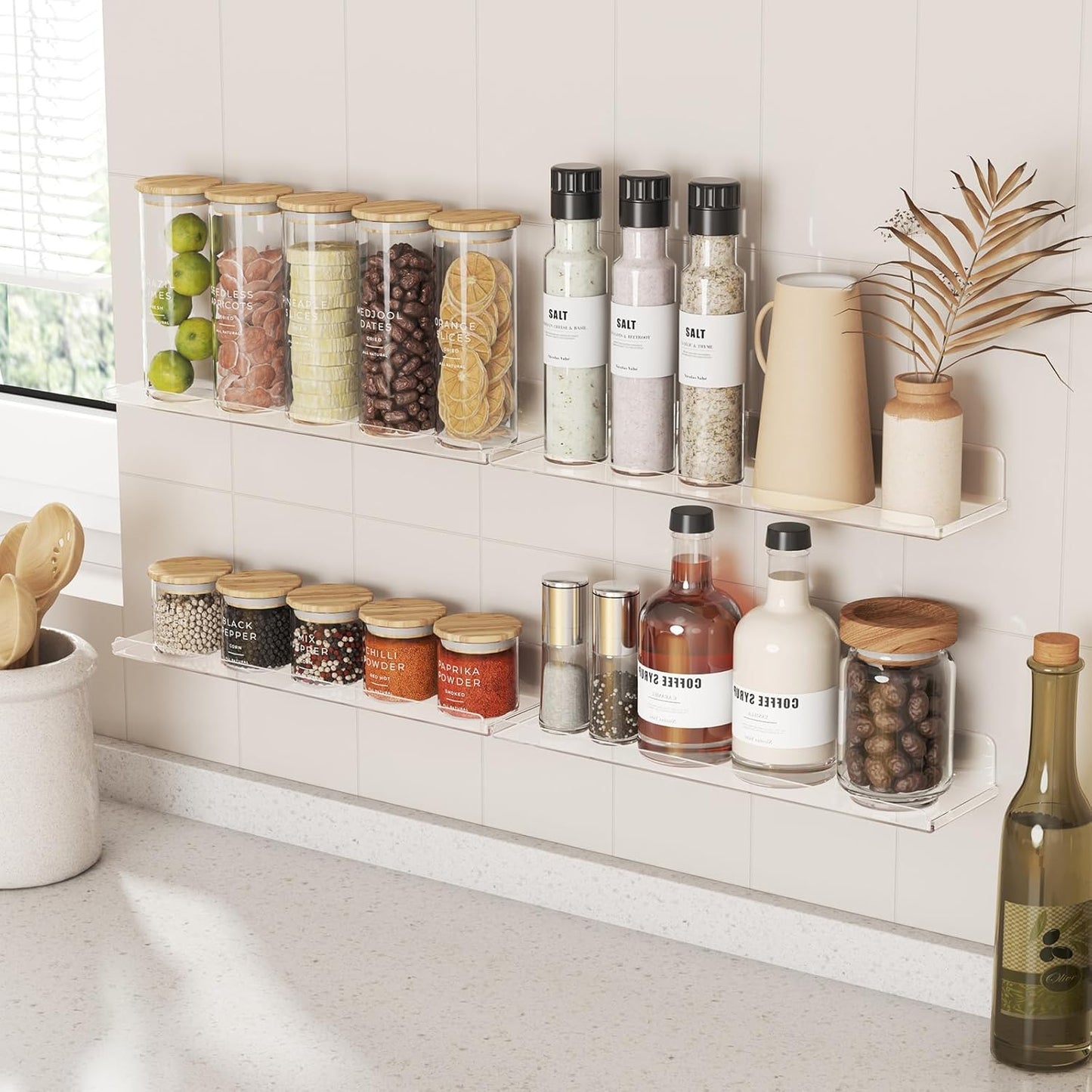 Lifewit Floating Shelves Wall Mounted, 15" Clear Acrylic Organizer, Plastic Wall Decor