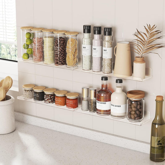 Lifewit Floating Shelves Wall Mounted, 15" Clear Acrylic Organizer, Plastic Wall Decor