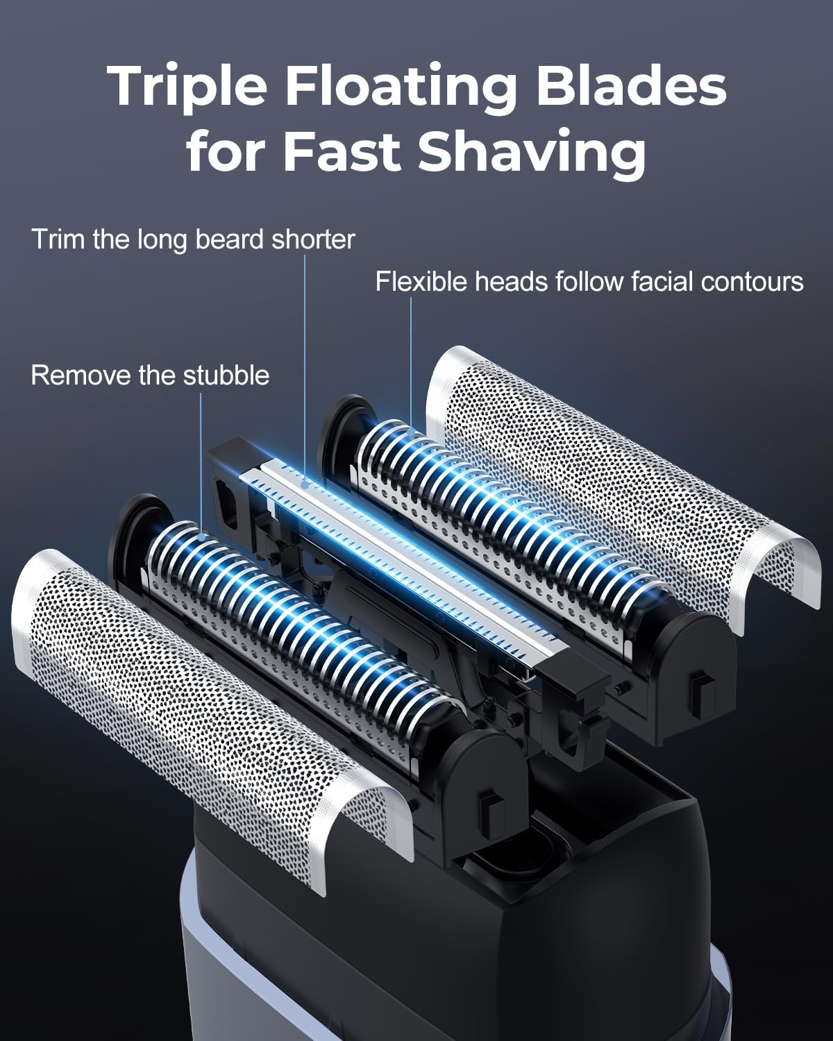 Travel Electric Razors for Men:Mini Men's Foil Shavers for Close Shaving Face With High Speed 3 Floating Blade Heads, USB C Fast Rechargeable IPX7 Waterproof Wet Dry for Travel & Home & Business