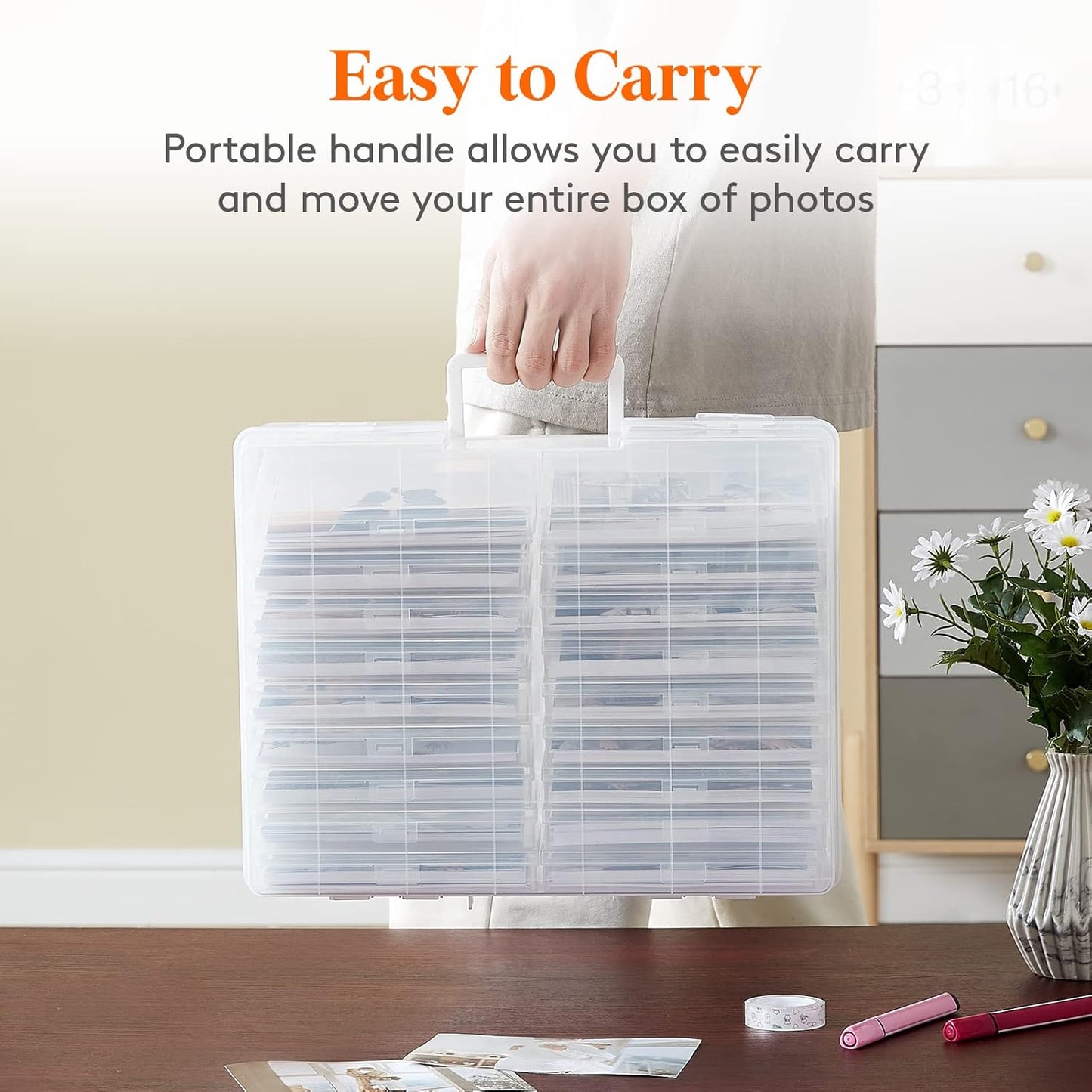Lifewit 18 Inner Photo Storage Box, 4" x 6" Photo Case, Clear Craft Keeper, Plastic Organizer Boxes for Seed, Cards, Stickers, Crayon, Beads, Jewelry
