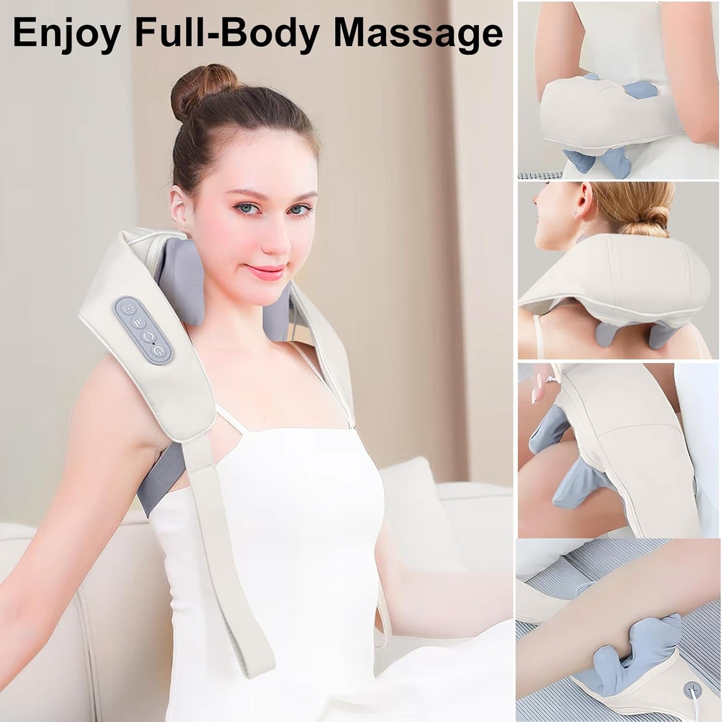 Neck Massager with Heat, Shiatsu Deep Tissue Kneading with 6D Massage Nodes