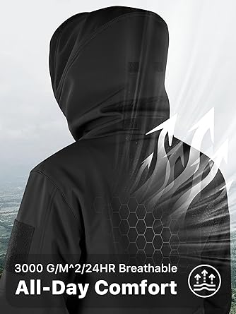 FREE SOLDIER Men's Outdoor Waterproof Soft Shell Hooded Military Tactical Jacket