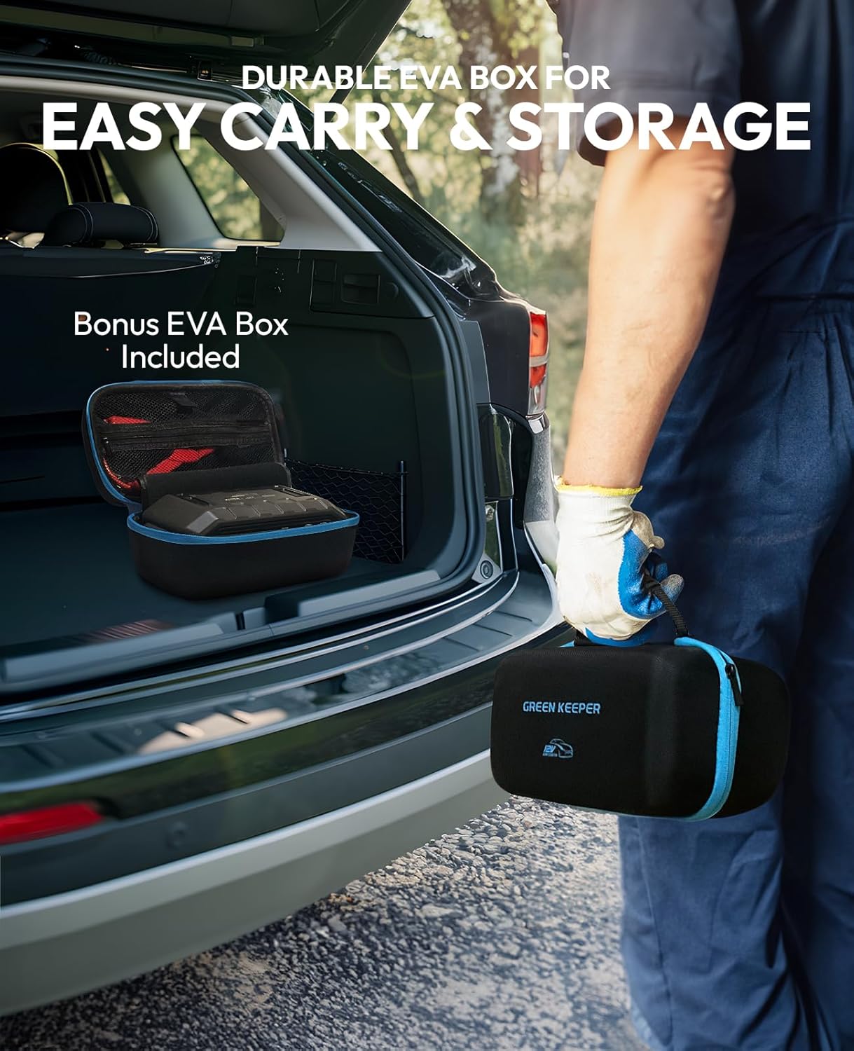 4000A 便携式汽车应急启动电源：12V 电池启动盒应急套件，适用于 10.0L 汽车卡车，汽车启动器，快速充电移动电源，带 USB-C 接口、LED 指示灯、智能保护功能，GK-J1205