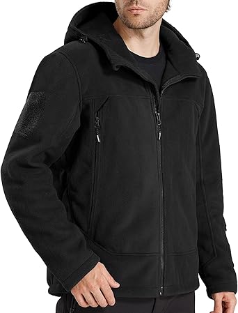 FREE SOLDIER Men's Fleece Jackets Full Zip Casual Outdoor Military Tactical Hoodie Jacket Windproof Warm Winter Coats