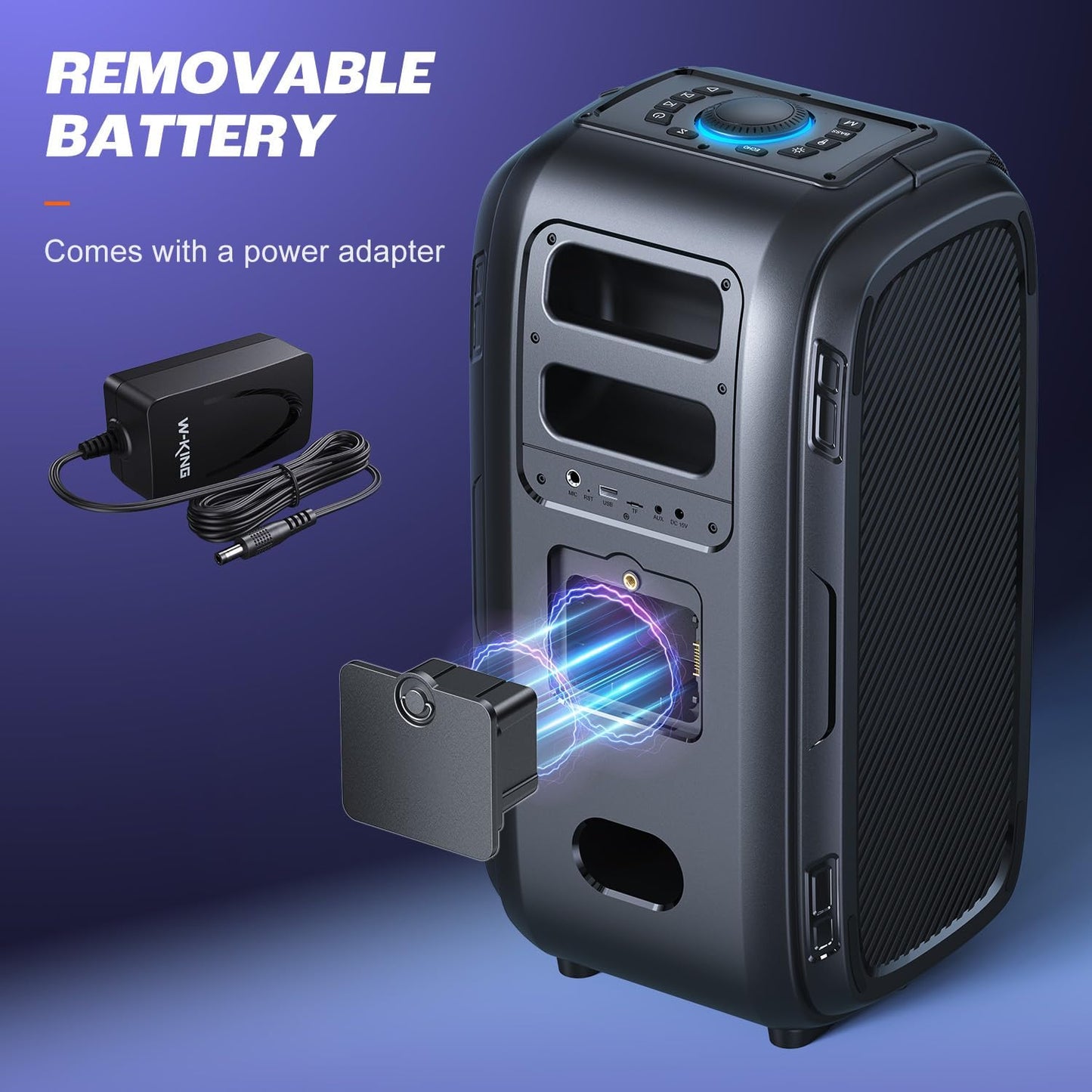 T9 Pro, W-KING 270W PEAK Bluetooth Speaker Wireless Portable Loudest Party Boom Box Haut Parleur Bluetooth/Massive 125dB/12 Custom Bass, 2*6.5'' Woofers-Super Bass/IPX5/MIC&GTR in/USB/TF/AUX,Removable Battery