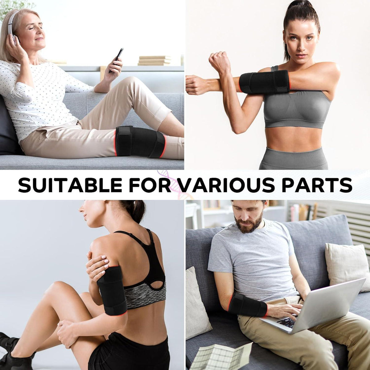 Red Light Lamp Belt for Knee 80 LEDs Red Light Knee Brace 660nm Red Light & 850nm Near Infrared Light for Body