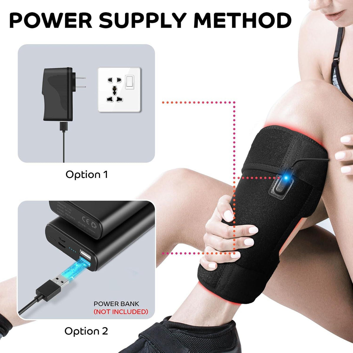 Red Light Lamp Belt for Knee 80 LEDs Red Light Knee Brace 660nm Red Light & 850nm Near Infrared Light for Body