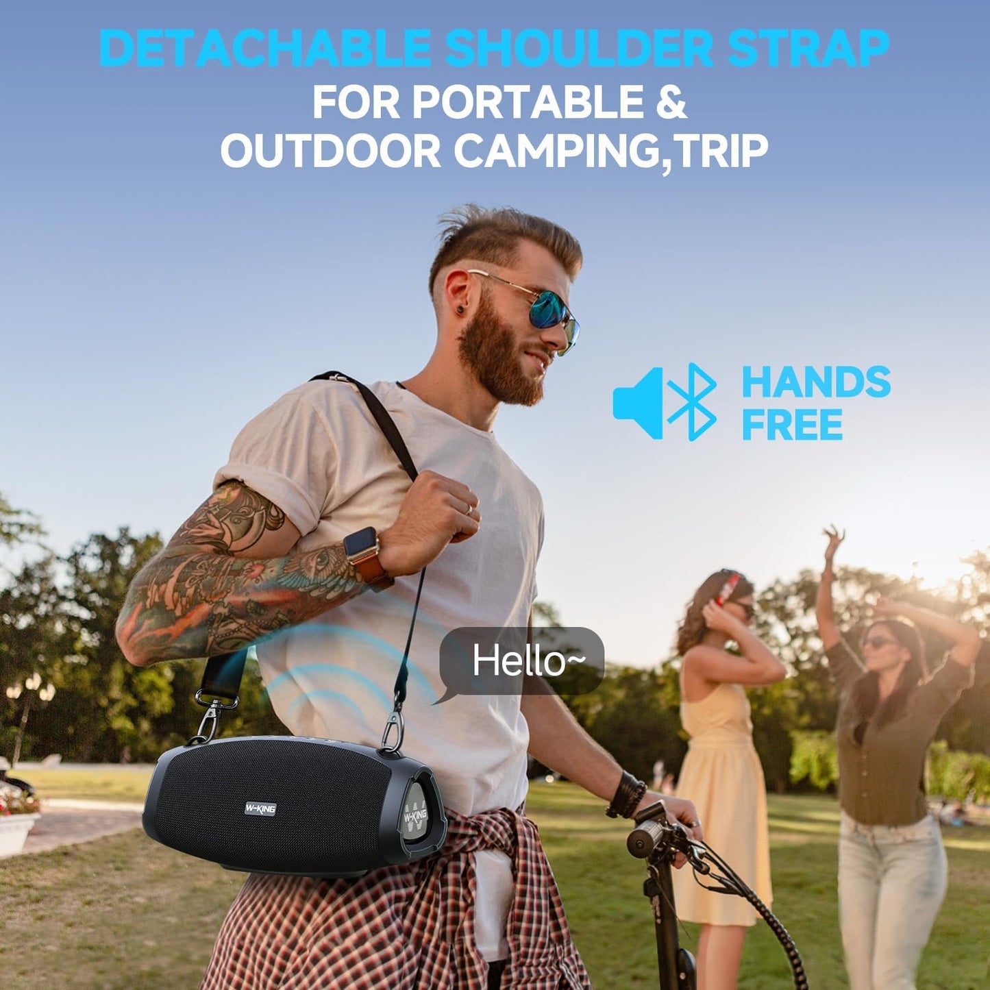 W-KING Bluetooth Speaker Wireless, X10, 120W Max IPX6 Waterproof Outdoor Loud Portable Haut Parleur Bluetooth Speaker Party Boombox,Triple Passive Radiators-70W Deep Bass/DSP/42H/PowerBank/TF/AUX/EQ/Opener