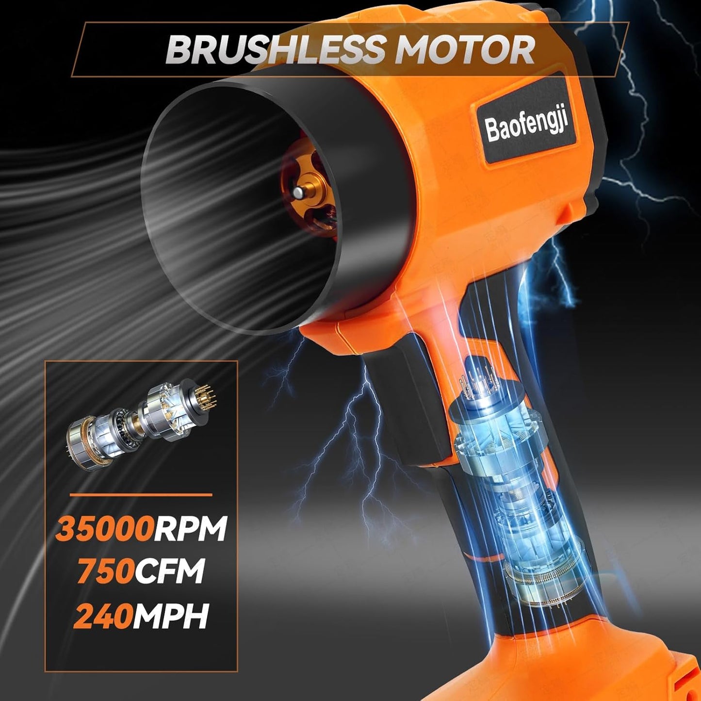 Jet Dry compresse air Duster Jet Dry Mini Blower Turbo Fan Electric air Duster for car Mini Turbo Jet Fan Blower Computer Keyboard Cleaning Garden by 2PCS Batteries (brushless Motor) (Orange)