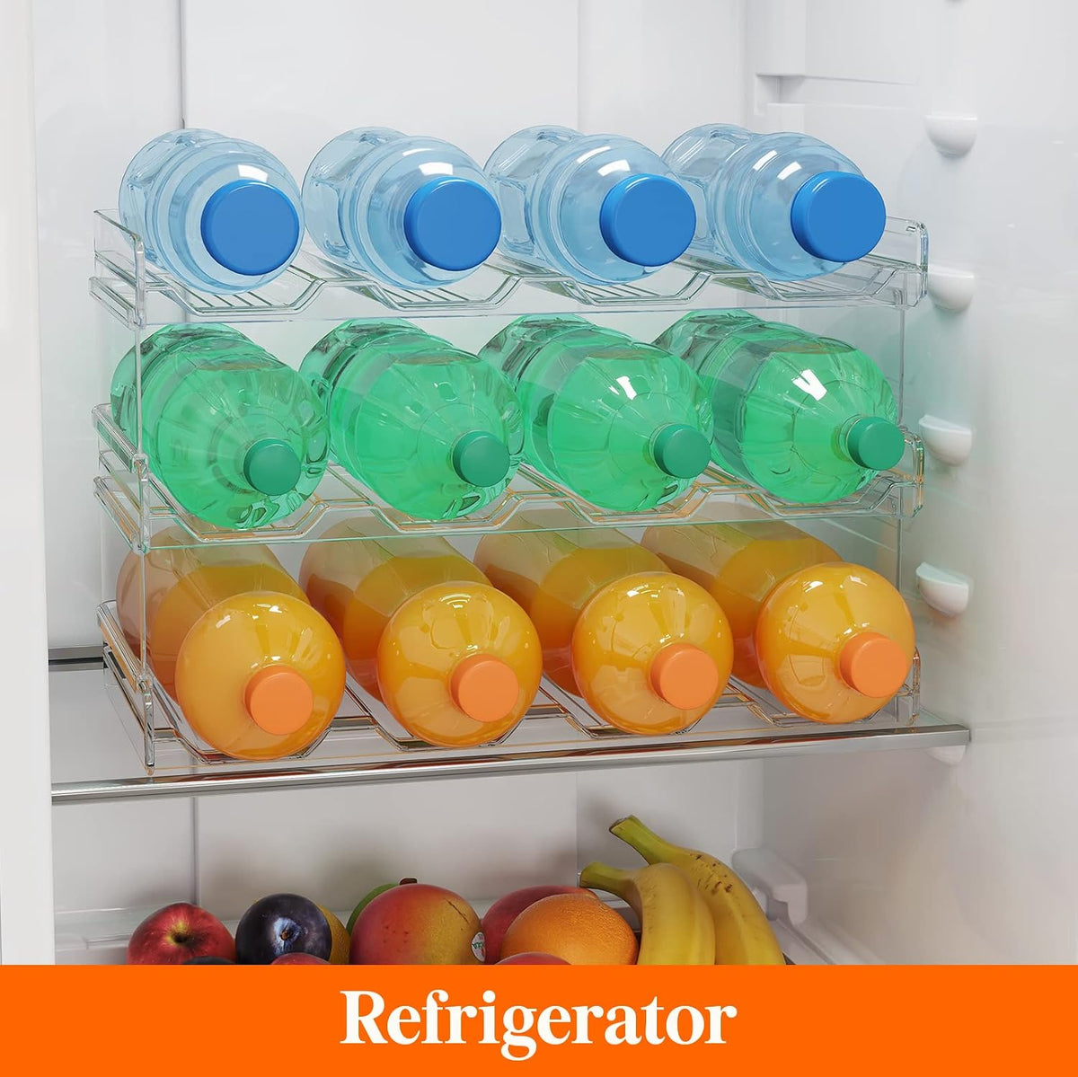 Stackable Water Bottle Organizer, 4-Tier, Holds 12 Bottles