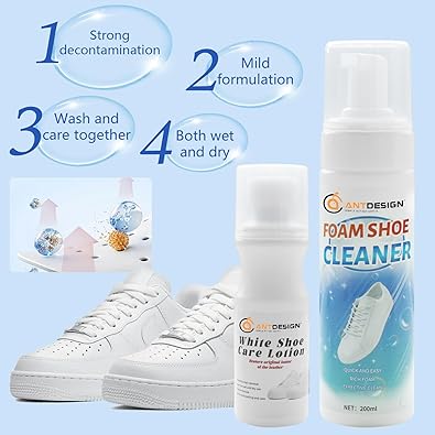 AntDesign Shoe Cleaner Kit with Bottle and shoe care Lotion,with with Shoe Brushes & Towel,Sneaker Cleaning Kit for Leather Nubuck Mesh Suede Knit White Shoe Trainer and All Materials