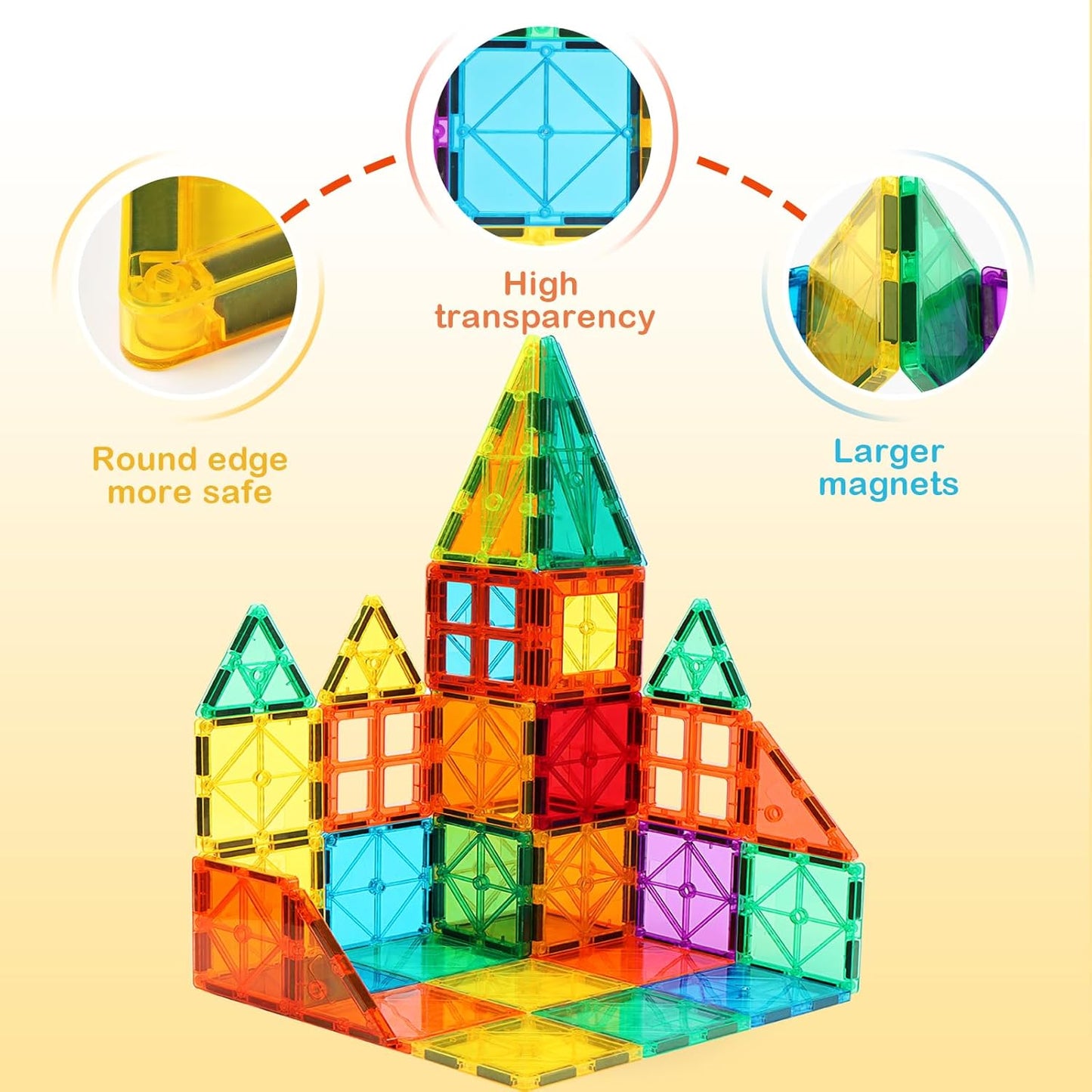 Magnetic Tiles, 110PCS Magnet Building Set, Magnetic Building Blocks,Construction STEM Toys for Kids, Gift for Boys Girls